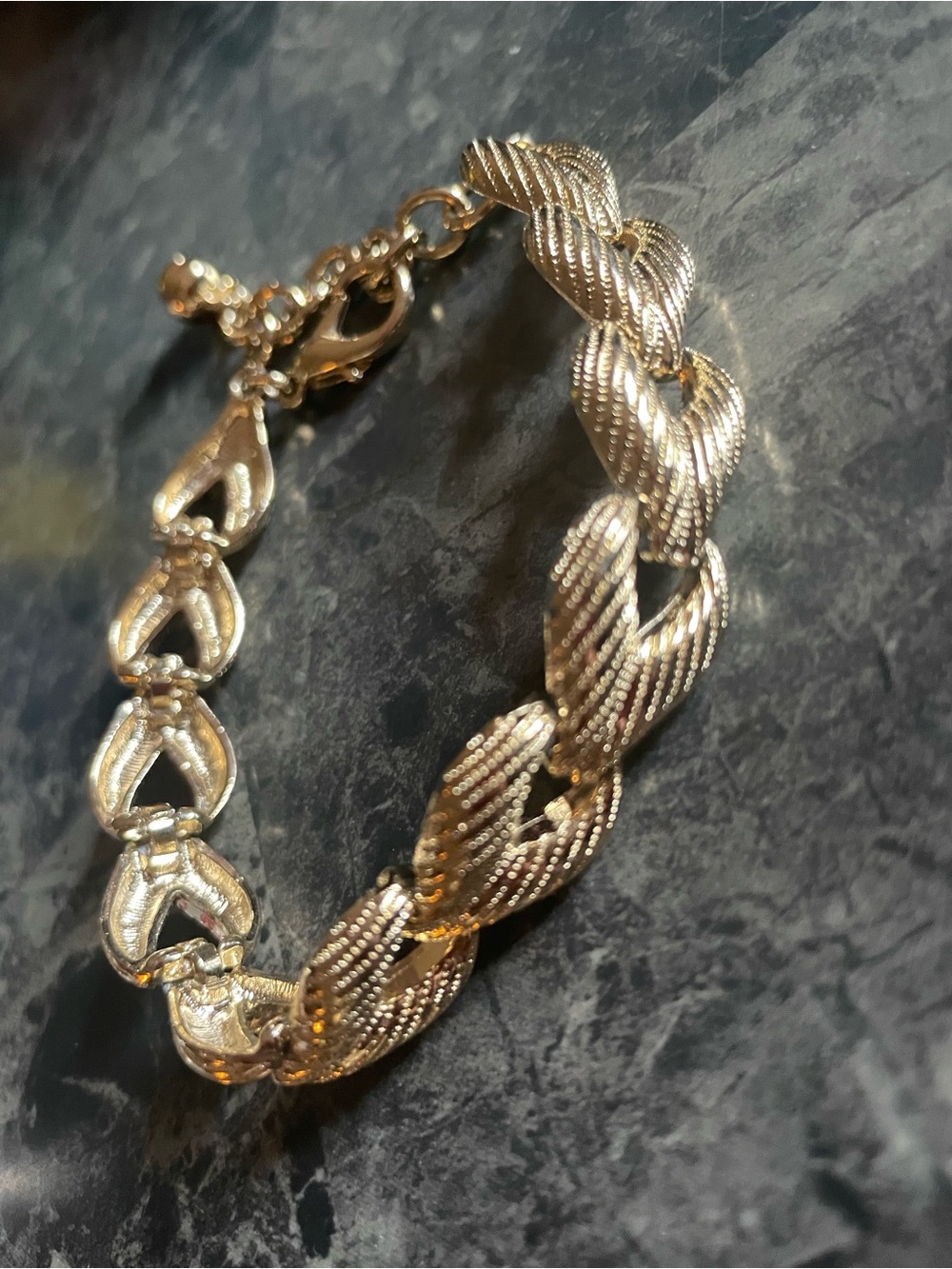 Vintage Gold-Tone Textured Link Bracelet - Women's Jewelry